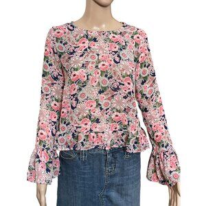 Wear Ever Floral Ruffle Blouse Size Small